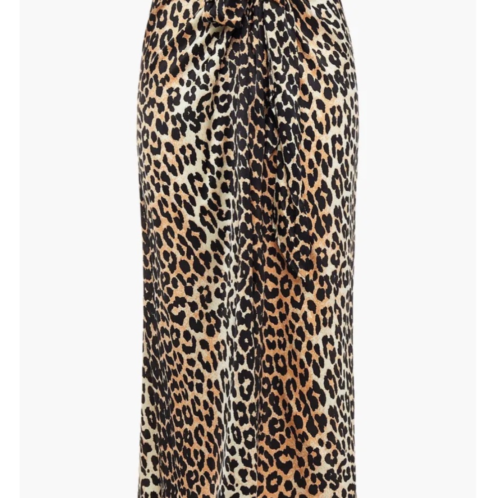 NWOT Ganni Calla wrap-effect leopard print skirt